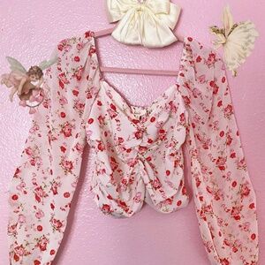 white floral top with spring vibes